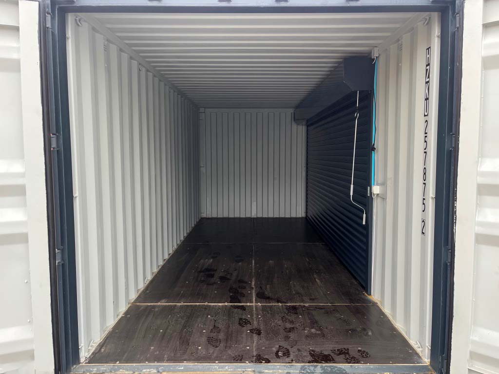 20ft Lagercontainer mit seitlichem Rolltor RAL 7016