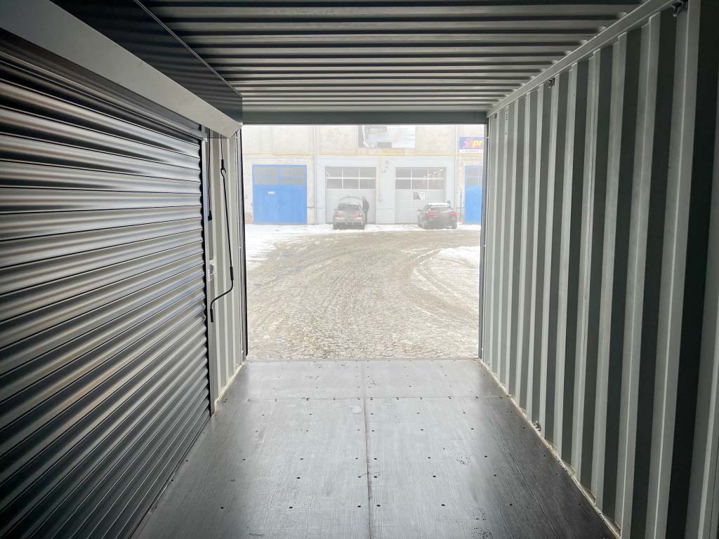 20ft Lagercontainer mit seitlichem Rolltor RAL 7016