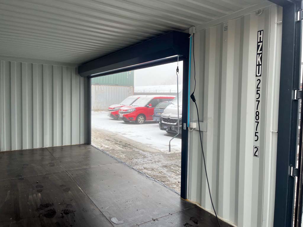 20ft Lagercontainer mit seitlichem Rolltor RAL 7016