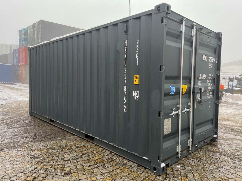 20ft Lagercontainer mit seitlichem Rolltor RAL 7016