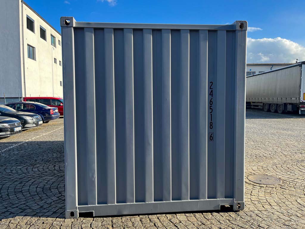 20 Fuss Lager Container mit Rolltor Sektionaltor Lichtgrau RAL 7040