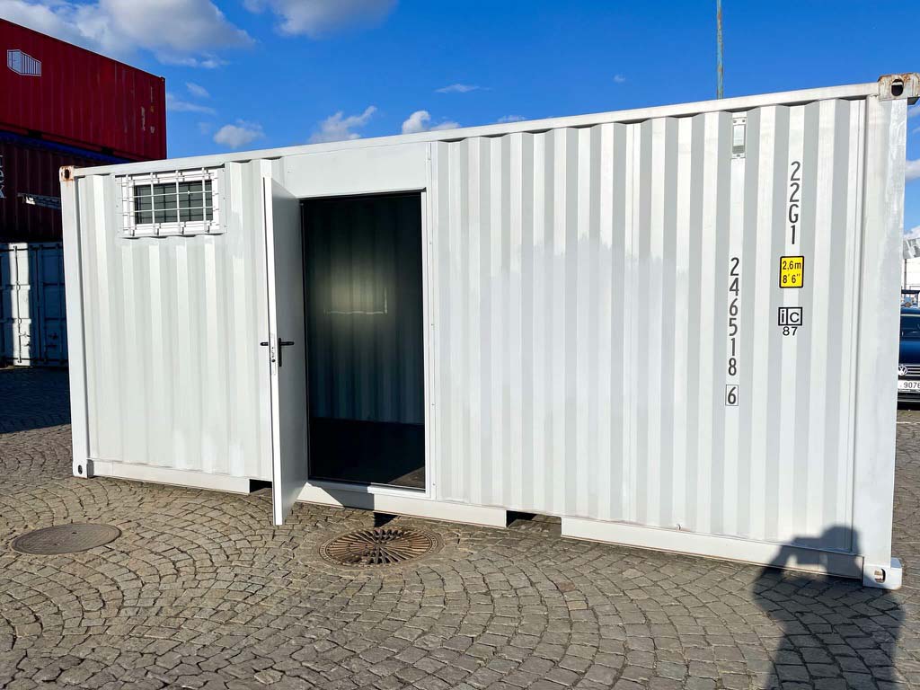20 Fuss Lager Container mit Rolltor Sektionaltor Lichtgrau RAL 7040