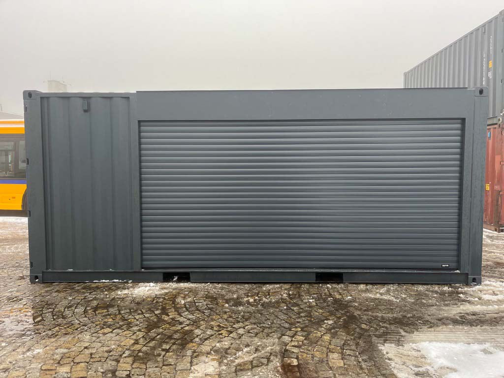 20ft Lagercontainer mit seitlichem Rolltor RAL 7016