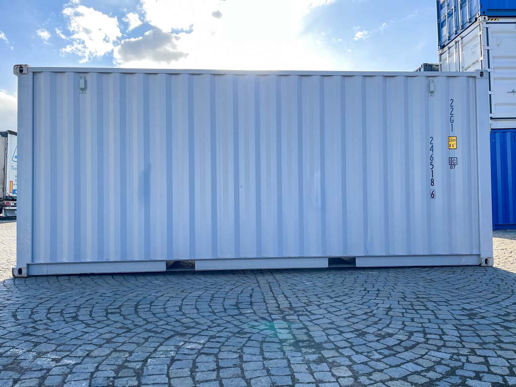 20 Fuss Lager Container mit Rolltor Sektionaltor Lichtgrau RAL 7040